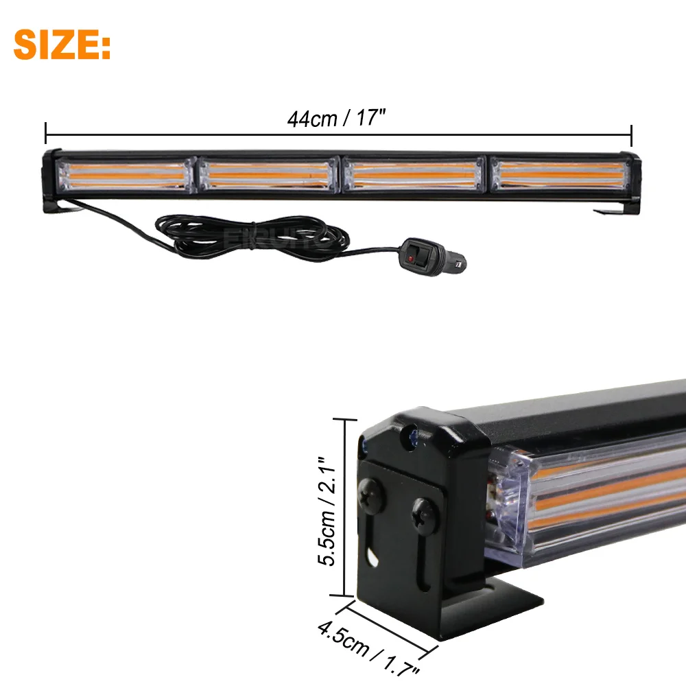 COB LED Police Emergency Light Bar Car Roof Emergency Beacon Warning Flashing Lamp Stroboscopes for Truck Automotive 12V 24V