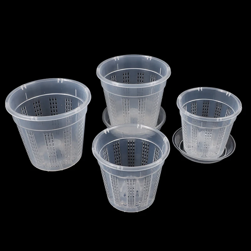 รูปสินค้า 1 PC ครัวเรือน Garden Planter ระบายน้ําหม้อหลุมโปร่งใส Orchid ตะกร้าพลาสติก Breathable ดอกไม้หม้ออุปกรณ์เสริม
