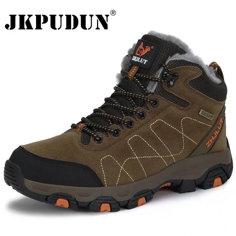 

Brand Couples Snow Boots Plush Warm Hiking Boots Cow Suede Military Combat Outdoor Non-slip Men Sneakers Men Work Safty Boots