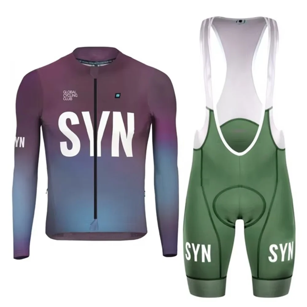 SYN Spring Summer Men's Race Team Long Sleeve Bicycle Suit Cycling Apparel PRO RACE TEAM LS JERSEY And Bib Pants