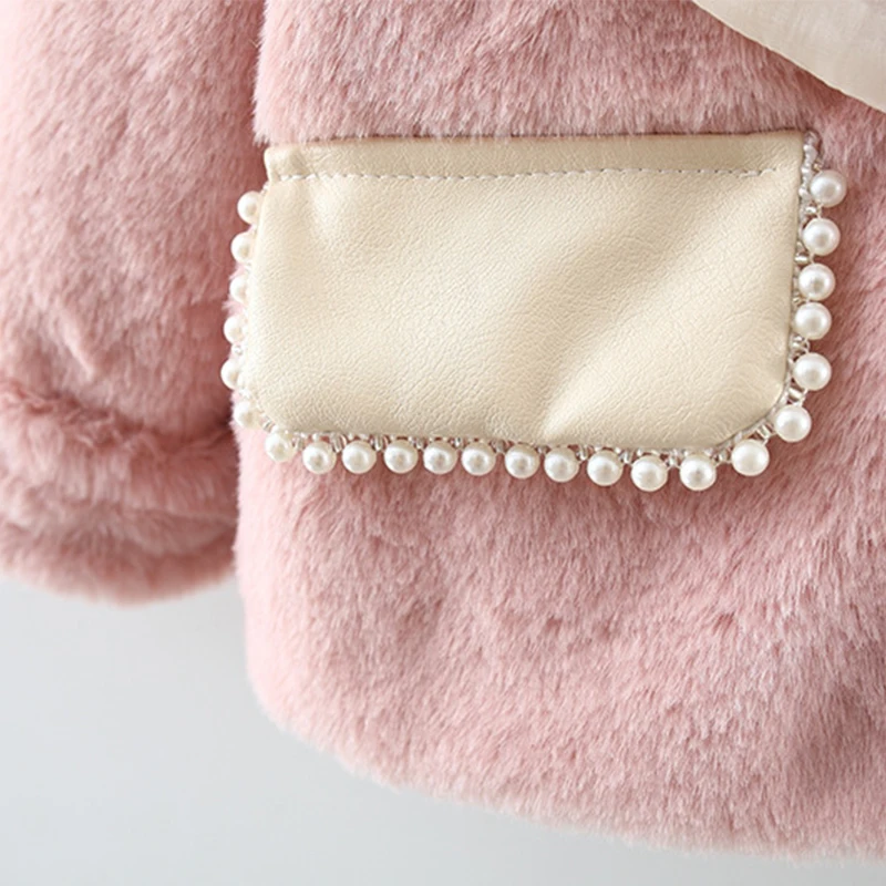 Girls' Sweater Solid Color Autumn Fashion Artificial Fur Princess Aromatherapy Children's Coat Girls' Baby Top Warm