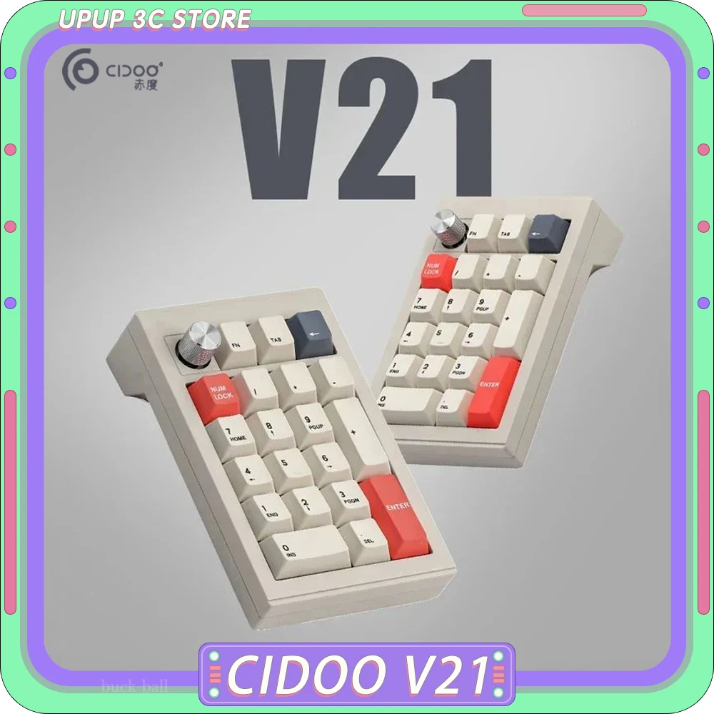 Cidoo V21 Wireless Mechanical Keyboard Aluminium Alloy Tri-Mode RGB Wireless Keyboard Hot Swap Gasket 21 Keys Accessories Gifts
