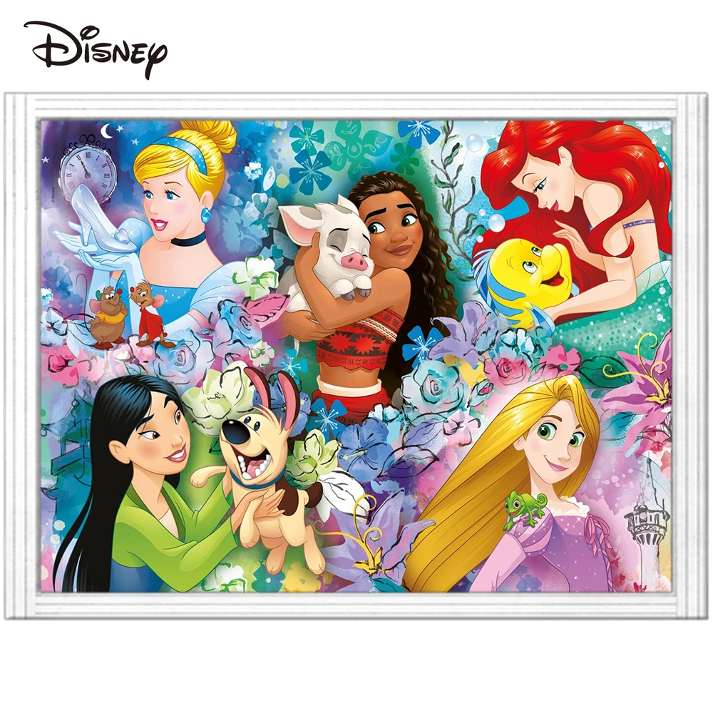 Disney's Embroidery Supplies Mermaid White Canvas 11ct Cartoon Cross Stitch Long Hair Princess Child Hobby