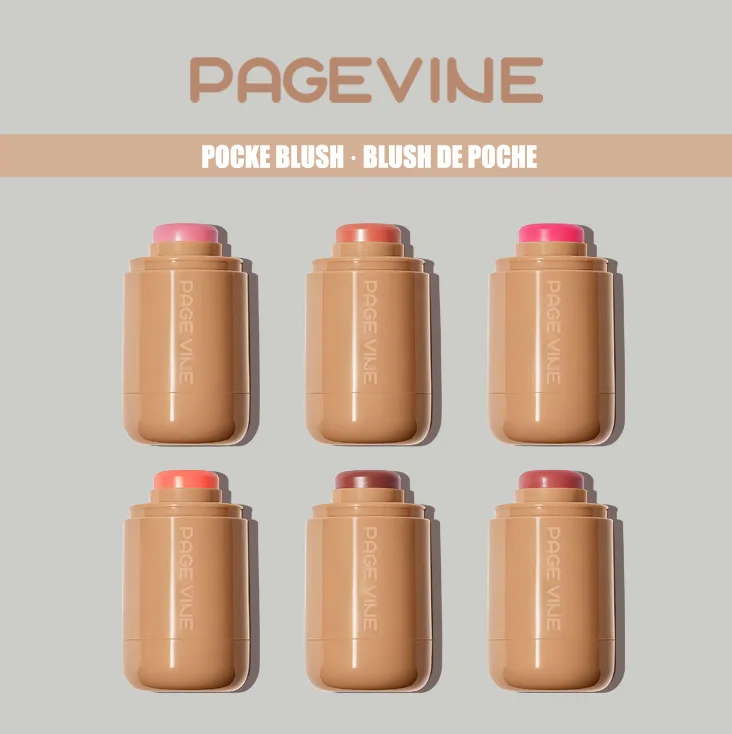 PAGE VINE Pocket Blush Stick Lip & Cheek Hydra Stick Highlighter Brightens Natural Hydrated Skin Creamy Blusher Cosmetics Makeup 4