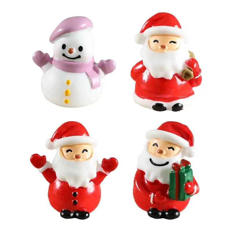 

4 Pcs/set Christmas Gift Figurines Miniature Santa Claus Snowman Landscape Ornaments For Home Decorations Kawaii Desk Decor Room