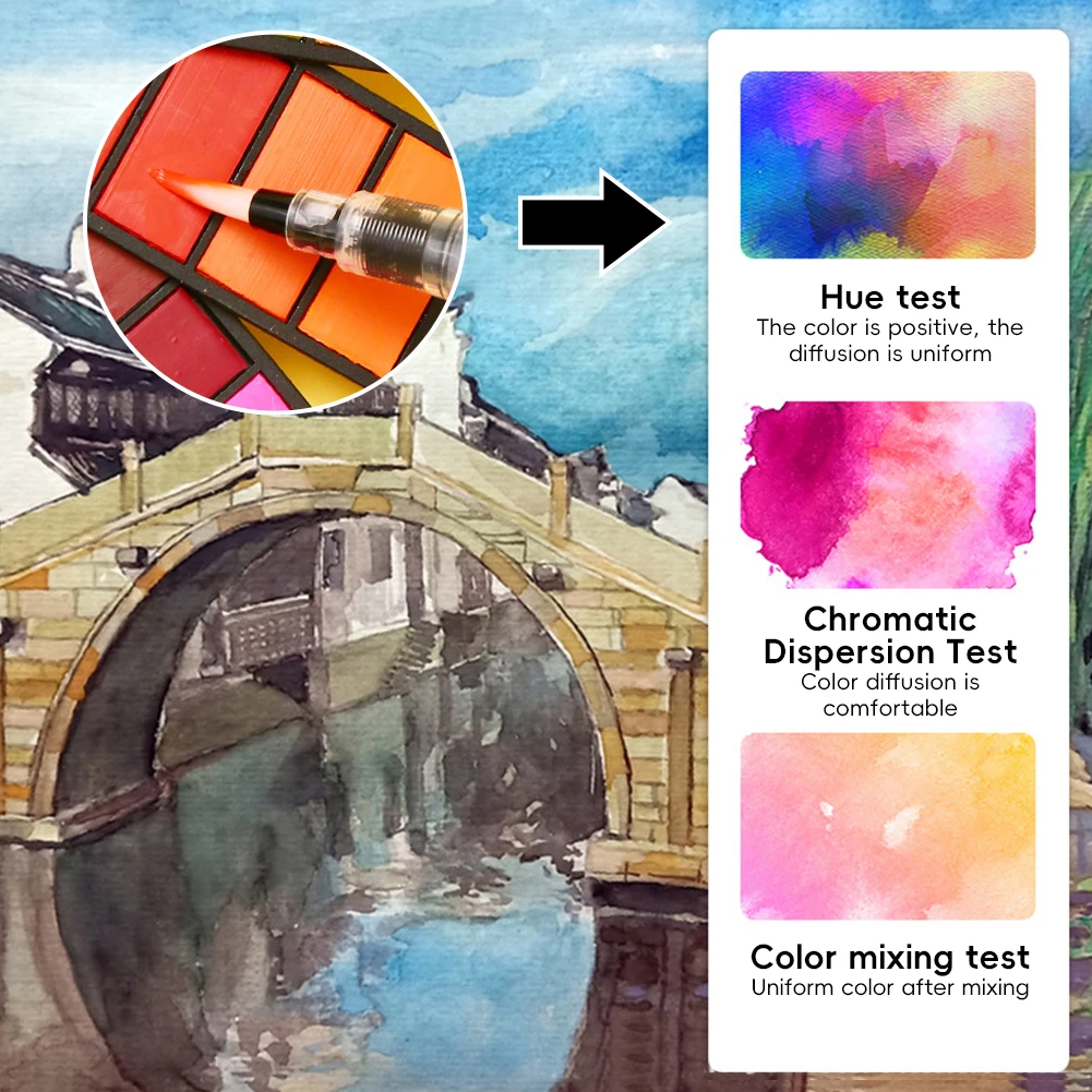 18/24/36/42 Solid Watercolor Pigment Set Foldable Travel WaterColor With Water Brush Pen Art Specific Fan Shaped Painting Tool