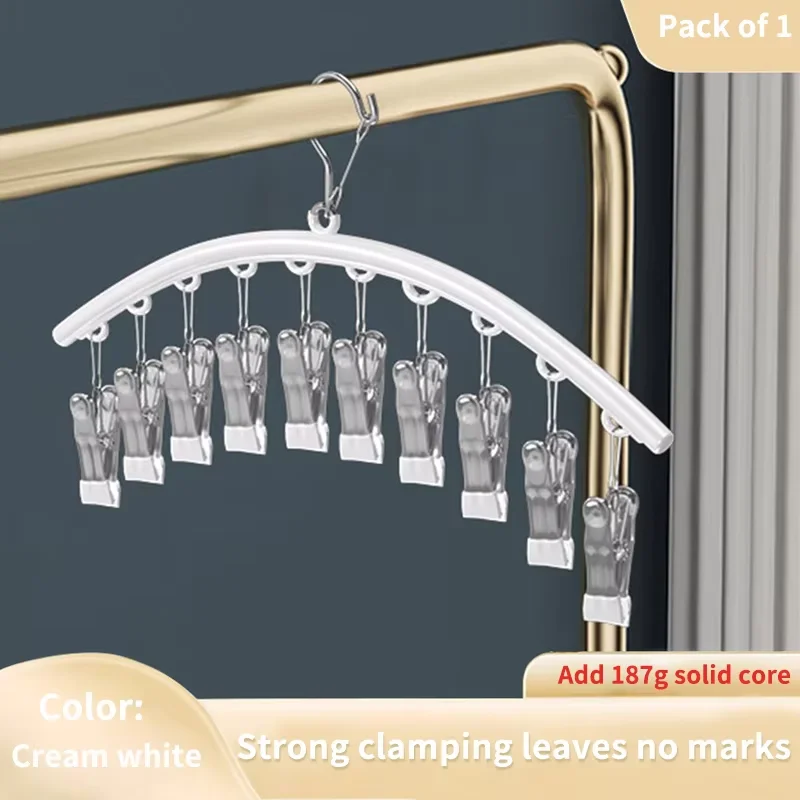 10 Clips Stainless Steel Sock Clip Pace-Saving Arc Sock Drying Rack Windproof Non-slip Clothes Rack Underwear Clip Towel Hanger