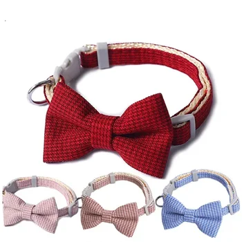 Bow Plaid Collar Pet Puppy Cat Dog Adjustable Neck Collar For Small Dogs Necktie Grooming Bow Tie Sweet Pet Accessories 1