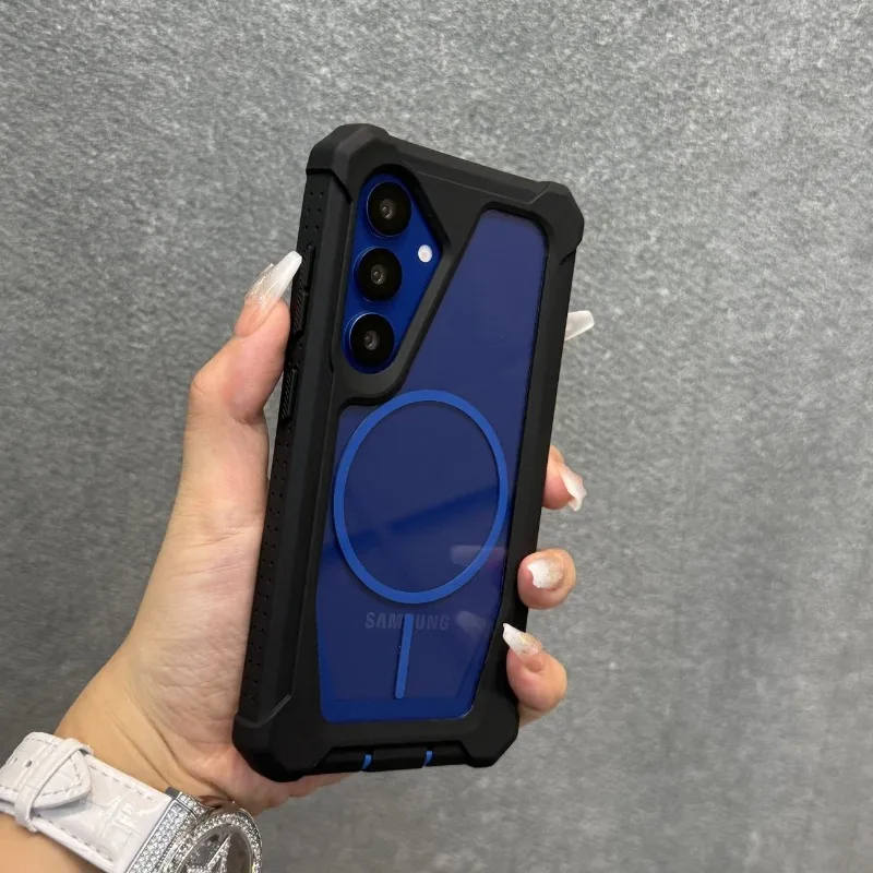 Luxury Four Corner Anti-Knock Armor Transparent Phone Case with MagSafe Compatibility