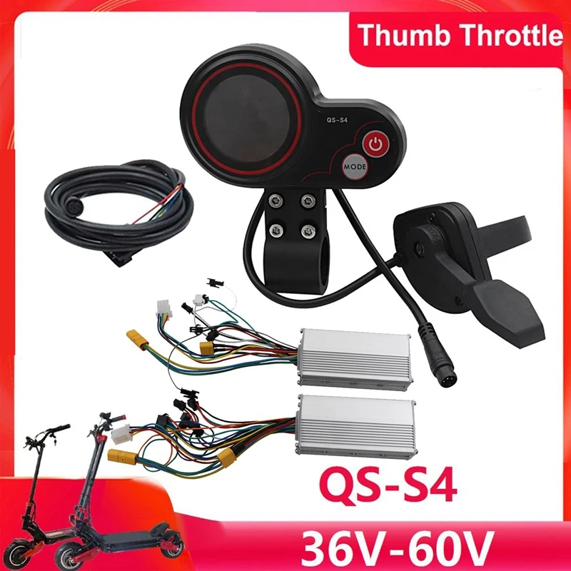 

QS-S4 Thumb Throttle LCD Display Kit 36V-60V 6PIN+48V 800W Dual Drive Controller For Zero 8 9 10 8X 10X E-Scooter Accessories