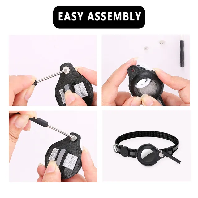 Cat AirTag Holder Collar Breakaway Reflective Strips Adjustable Kitten Collar Waterproof Cat Bell Collar Pet Air Tag Case 3