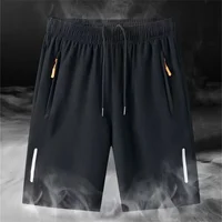 Men's Summer Ultra-thin Ice Silk Beach Casual Shorts Jogging Sport Quick Dry Male Zipper Loose Gym Sports Short Pants Sweatpant 2