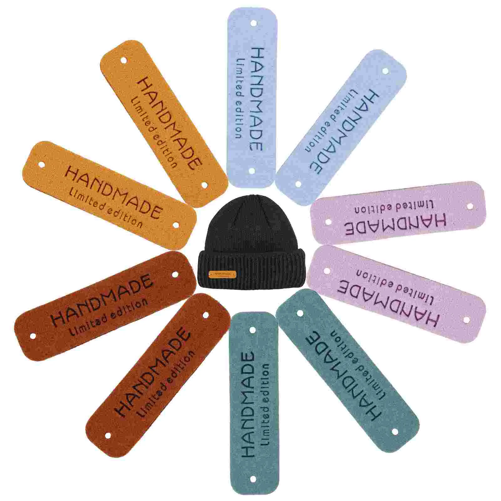 

50 Pcs Hat Accessories Label Crochet PU Tags with Hole DIY Labels Multifunctional