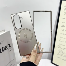 Magsafe-Enhanced Tempered Glass Plating Phone Case - Ultra Thin Hard Protection Cover for Galaxy Z Fold 3 (Dark Grey)