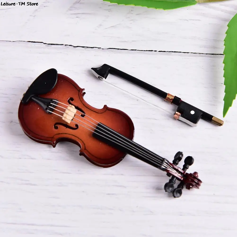 Miniature music instrument plastic mini violin ornament plastic crafts DIY home decoration with support plastic violin ornament