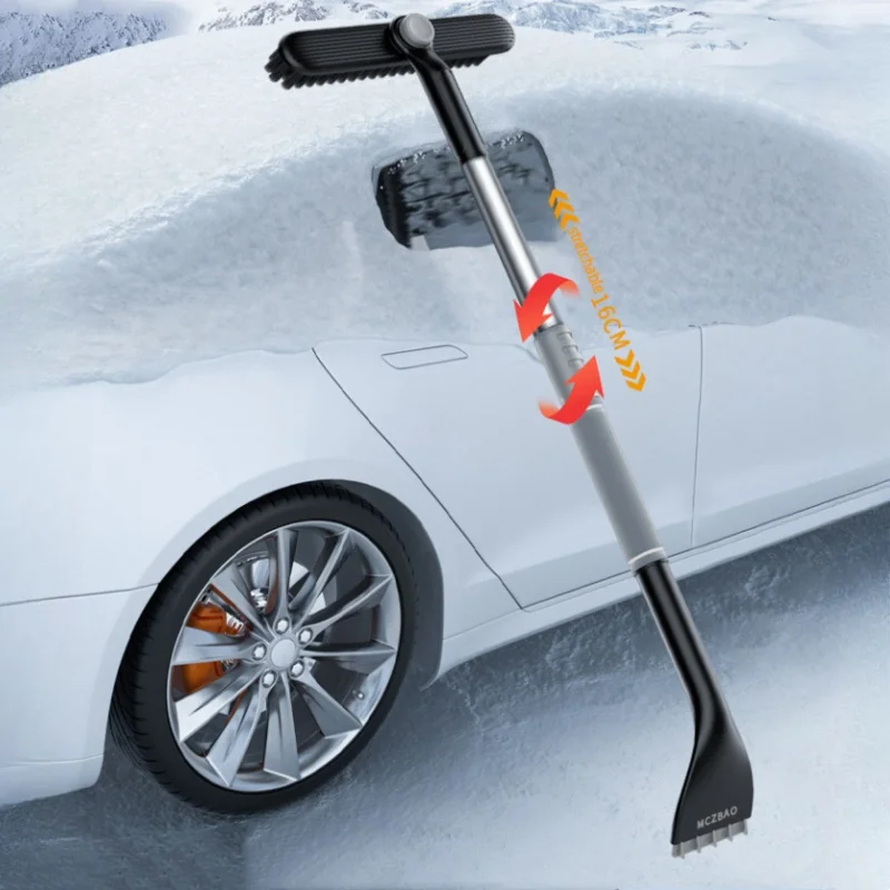 Adjustable Car Snow Shovel Extendable Ice Scraper Windshield Snow Brush Frost Remover Winter Vehicle Cleaner Tool