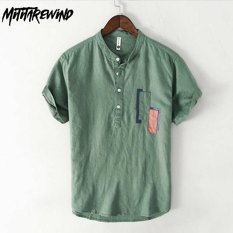 

Summer Outdoor Casual Shirts Men Linen Cotton Breathable Pullover Short Sleeve Button Up Shirt Men Clothing Design Chinese Style