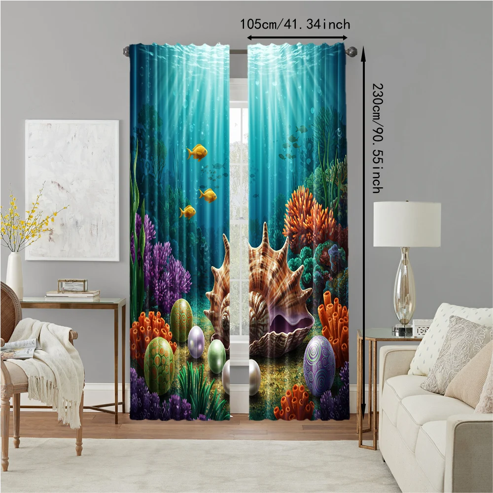 2pc, Drapes Pearl Shell Coral Protecting Privacy Birthday Party for Multipurpose Various Event Decoration 4