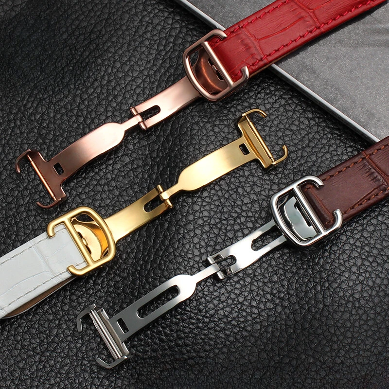 Per Cartier Accessori Per Cinturini In Acciaio In Pelle Di Coccodrillo Palloncino Blu Serbatoio Antipolvere Solo London Tank Fibbia Pieghevole Antirug