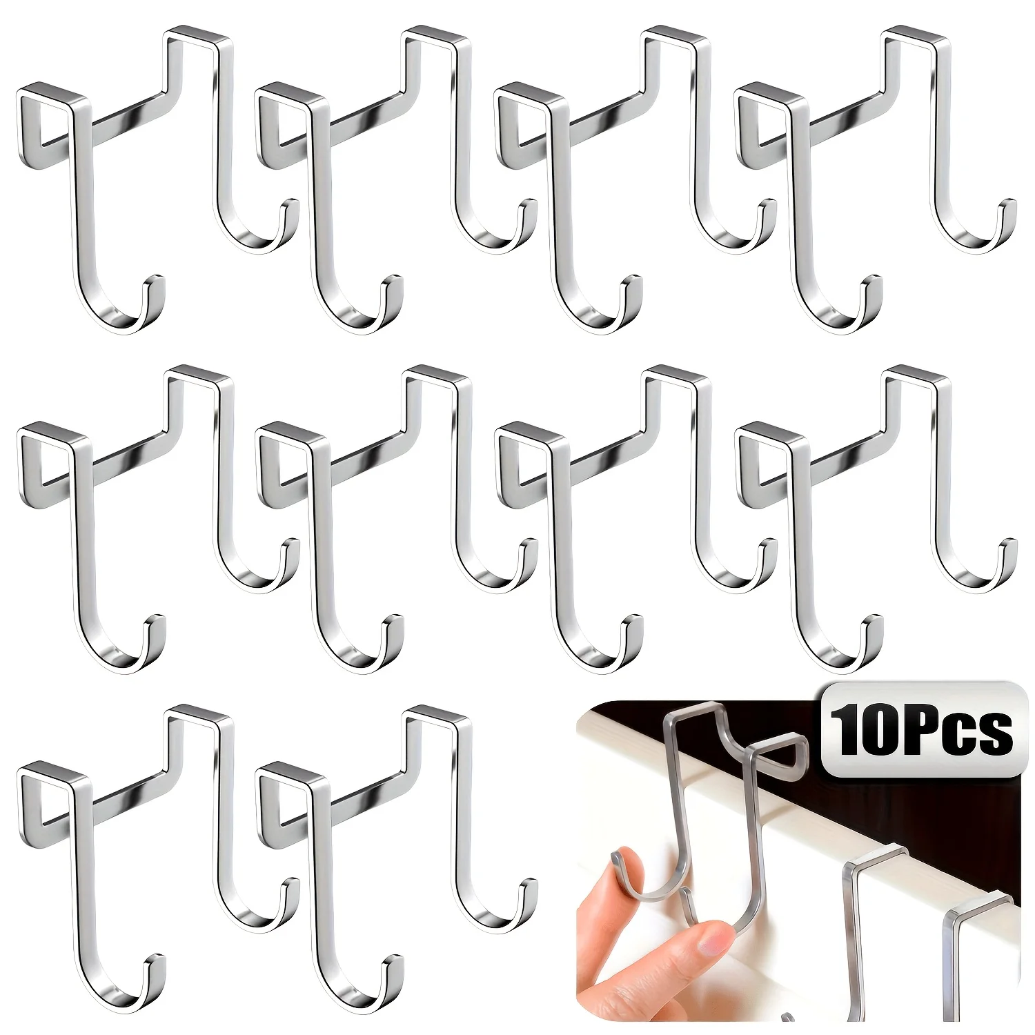 10PCS S-shaped Metal Double Hooks storage hook,door hook for Non Perforated Door Hooks in Cabinets Dormitories Kitchens Easy To Install