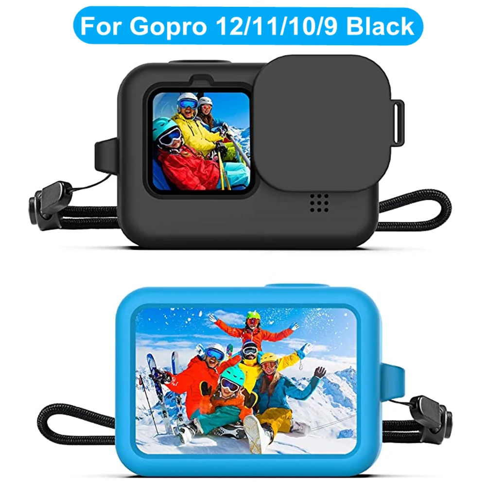 Gopro Hero 11 10 9 용 Go pro Hero 12 용 검정색 소프트 실리콘 케이스 실리콘 보호용 풀 커버 쉘 카메라 액세서리