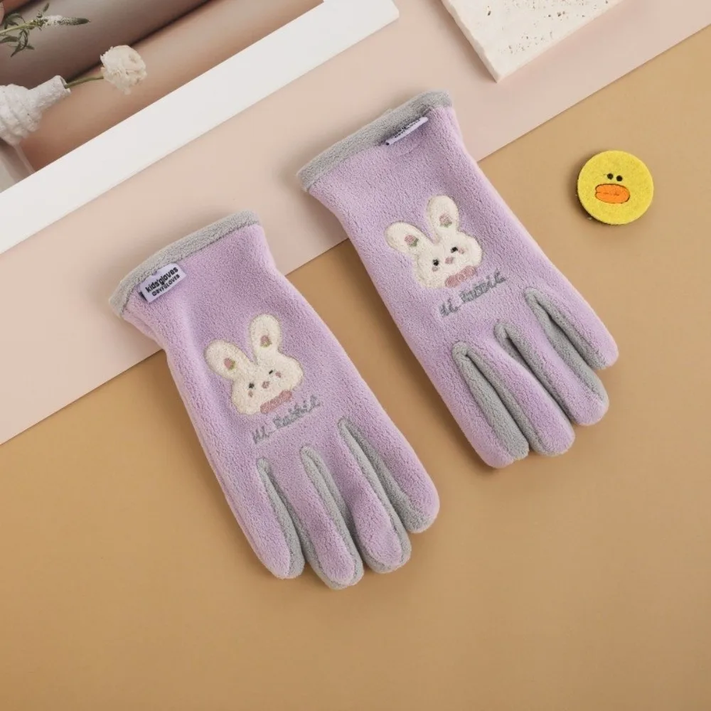New Cute Bear Ski Gloves Windproof Winter Gloves Coldproof Polar Fleece Cycling Mittens Boys and Girls