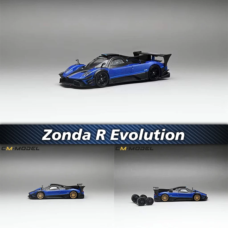 

CM In Stock 1:64 Zonda R Evolution Blue Carbon Replaceable Wheels Diecast Diorama Car Model Collection Miniature Carros Toys