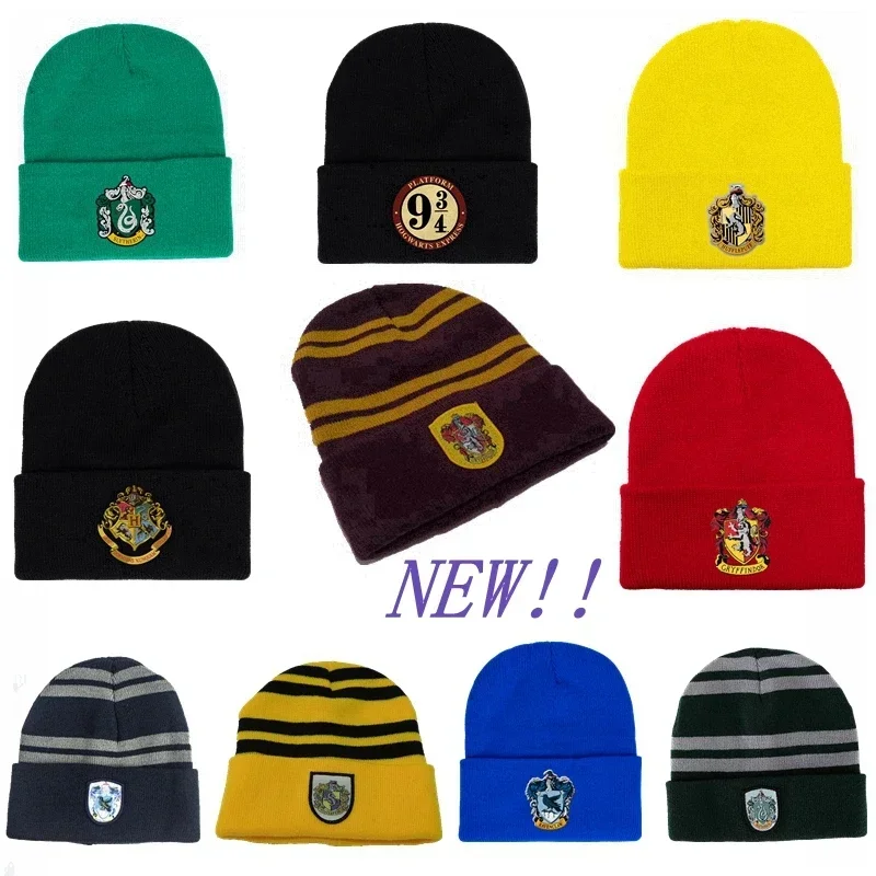 Harries Knitted Hat Hogwarts Boys and Girls Academy Badge Cosplay Hat Outdoor Sports Winter Warmth Windproof Kid's Gift