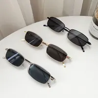 Lunettes de soleil rectangulaires pour hommes et femmes, petites lunettes de soleil de conduite carrées Vintage, marque de luxe, monture métallique 1