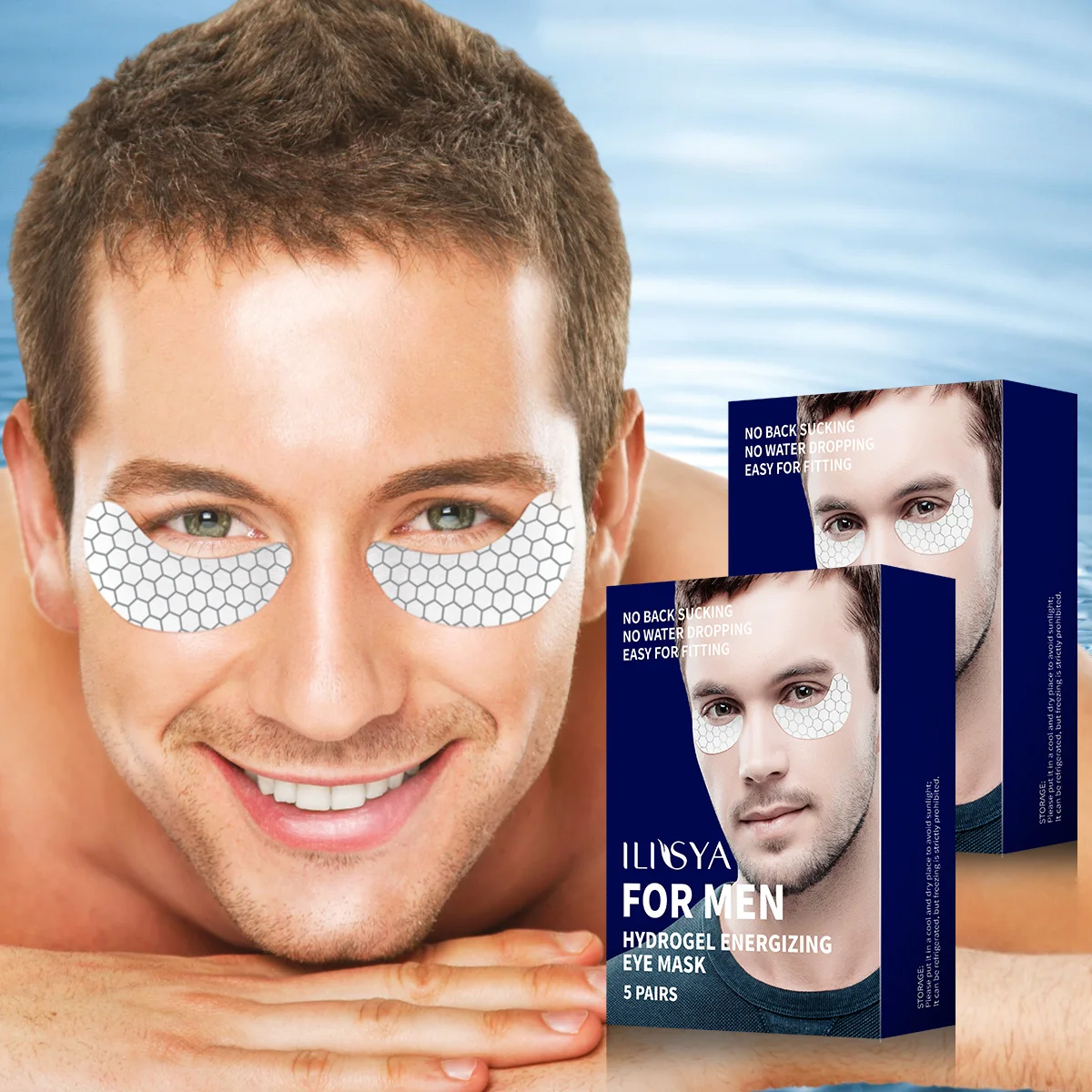 5 Pairs Gel Eye Patches for Men Hydrating Moisturizing Hyaluronic Acid Under Eye Mask for Man