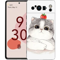 Cute Cartoon Kitten Black Soft Shockproof Silicone Phone Case - Pixel 8 Pro (A1)