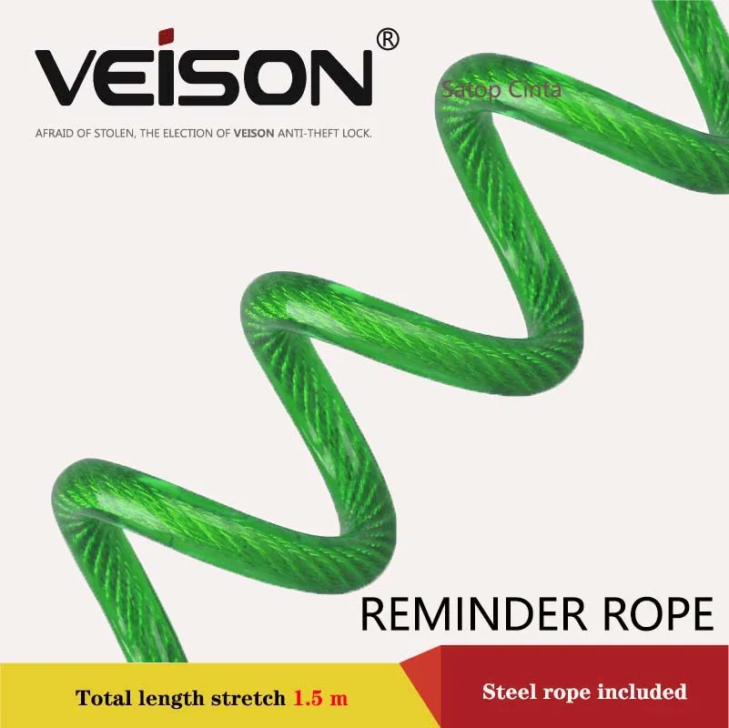 150cm Motorcycle Bike Alarm Disc Lock Reminder Colorful Ropes Antitheft Security Spring Cable Motorbike Disc Lock Reminder Cable lock disc brake alarm accessories