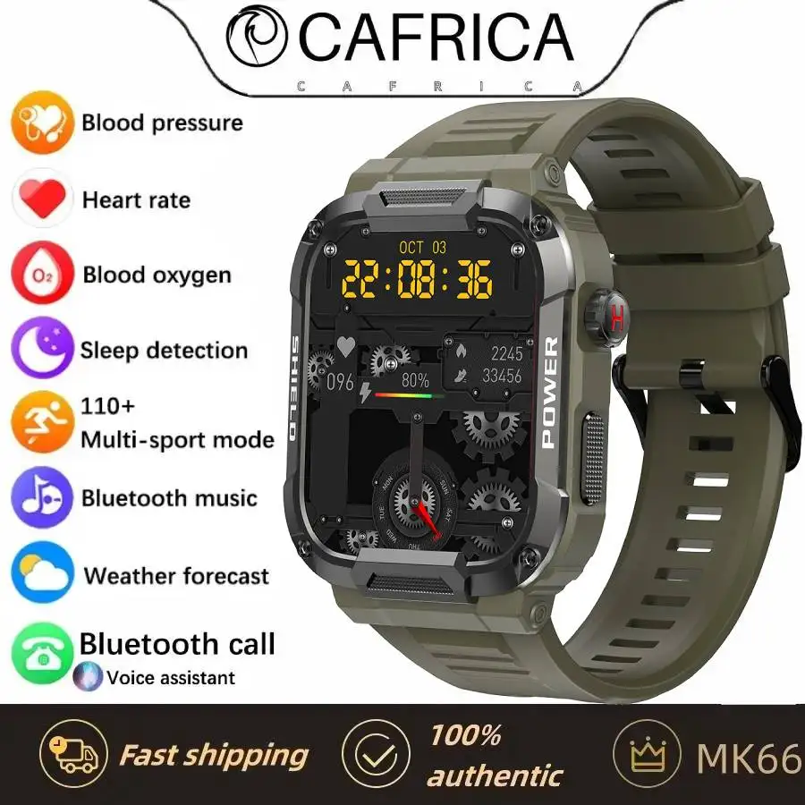 

MK66 Smart Watch Men Large Battery Music Playback Fitness Tracker Full Touch Screen Watch Waterproof Bluetooth for Android IOS