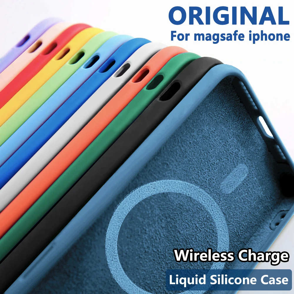 Magnetyczna osłona silikonowa do etui Magsafe case Iphone 14 13 12 Mini 11 Pro Max 7 8 Plus Se 2020 Xr Xs X Camera Precision Hole