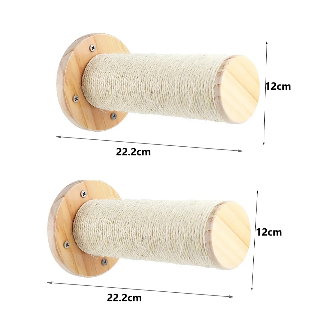 Wall-Mounted Cat Activity Center - Wooden Sisal Scratcher & Climbing Bridge with Rope Steps and Ladder