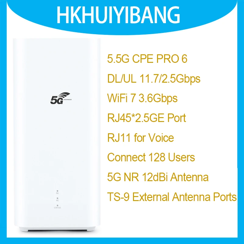 Routeur 5G CPE 6 H165 - Wi-Fi 7, Vitesse Jusqu'à 11,7 Gbps, Antenne 12 DBi, Port 2,5 GE