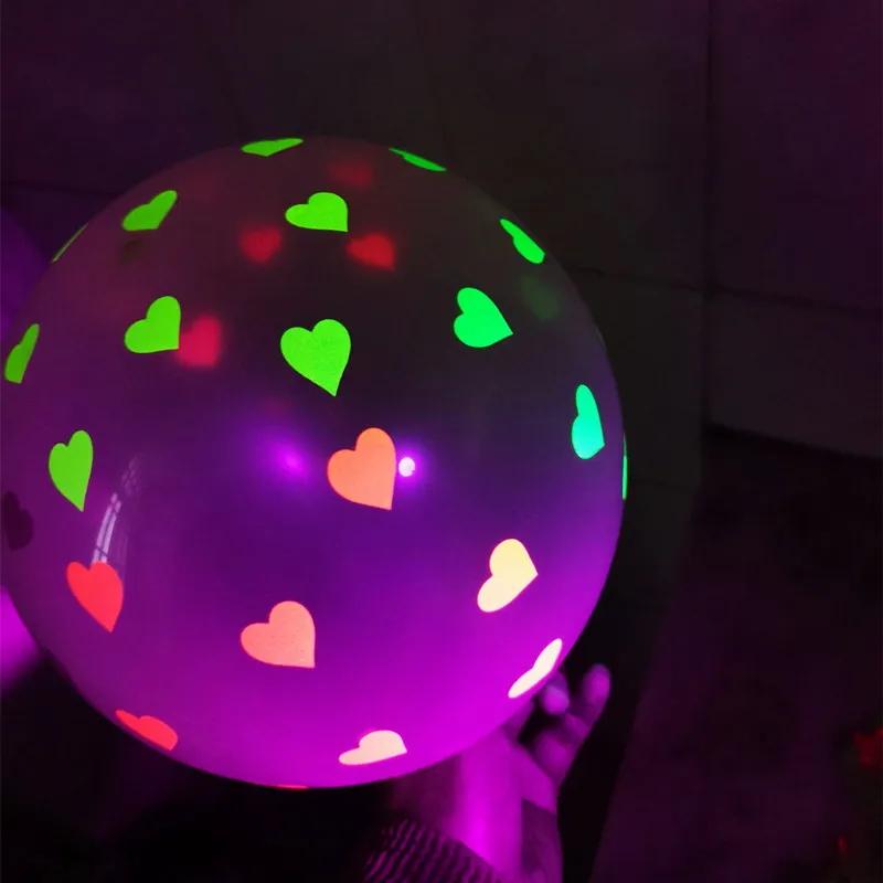 Fluorescent Balloon Glow In The Dark Dots Heart Star Latex Luminous Balloons For Wedding Birthday Party Decors