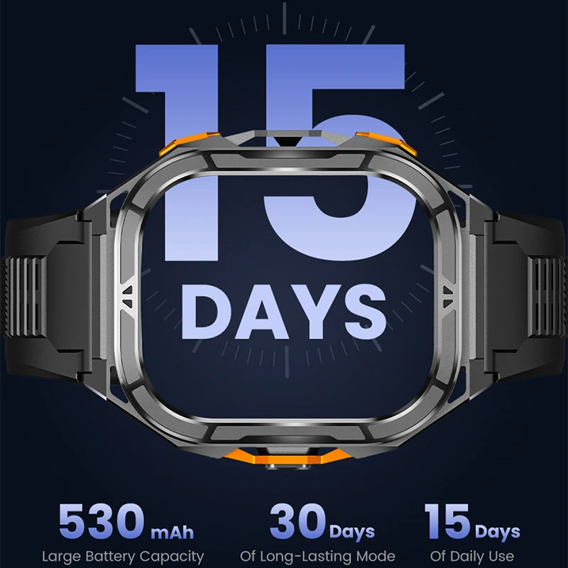 GPS Outdoor Sports Smart Watch Men 1.96 Inch 466*466 AMOLED HD Screen 530MAH Battery Bluetooth Call 5ATM Waterproof Smartwatch