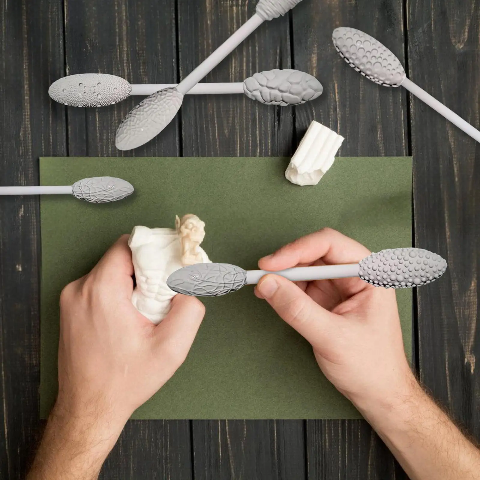 5pcs Texture Tool Set for Clay Art double-head Oval clay modeling pattern tool Clay Craft texture rolling gadget kit