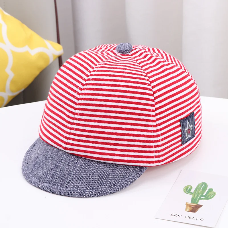 Hot Korean Children Stripe Cotton Hats Baby Visors Sun Hats Fashion Baby Caps for Boys Caps for 1-2years Old