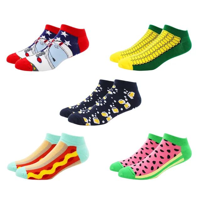 5 Pairs Novelty Funny Casual Ankle Socks Fashion Colorful Harajuku Grid Space Cotton Men Socks Happy Men Socks Size EU39-46 DW005-5 Pairs