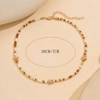 Collier bohème avec pendentif étoile de mer pour femmes, perles de riz, fait à la main, Imitation de perles colorées, ras du cou, bijoux de plage d'été 6