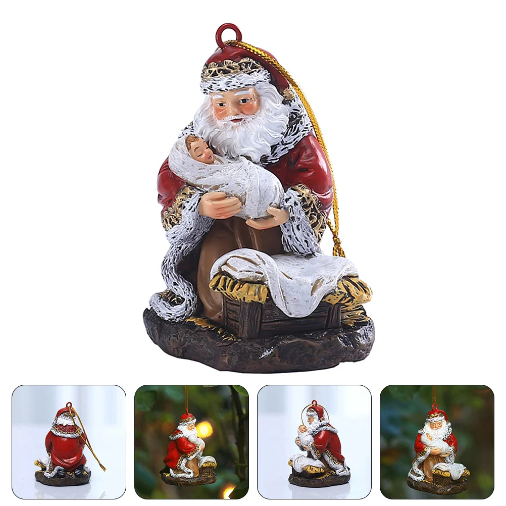 

Figure Christmas Tree Ornament Jesus Birth Statue Christmas Embellishments Resin Santa Figurine Christmas Tree Hanging Santa
