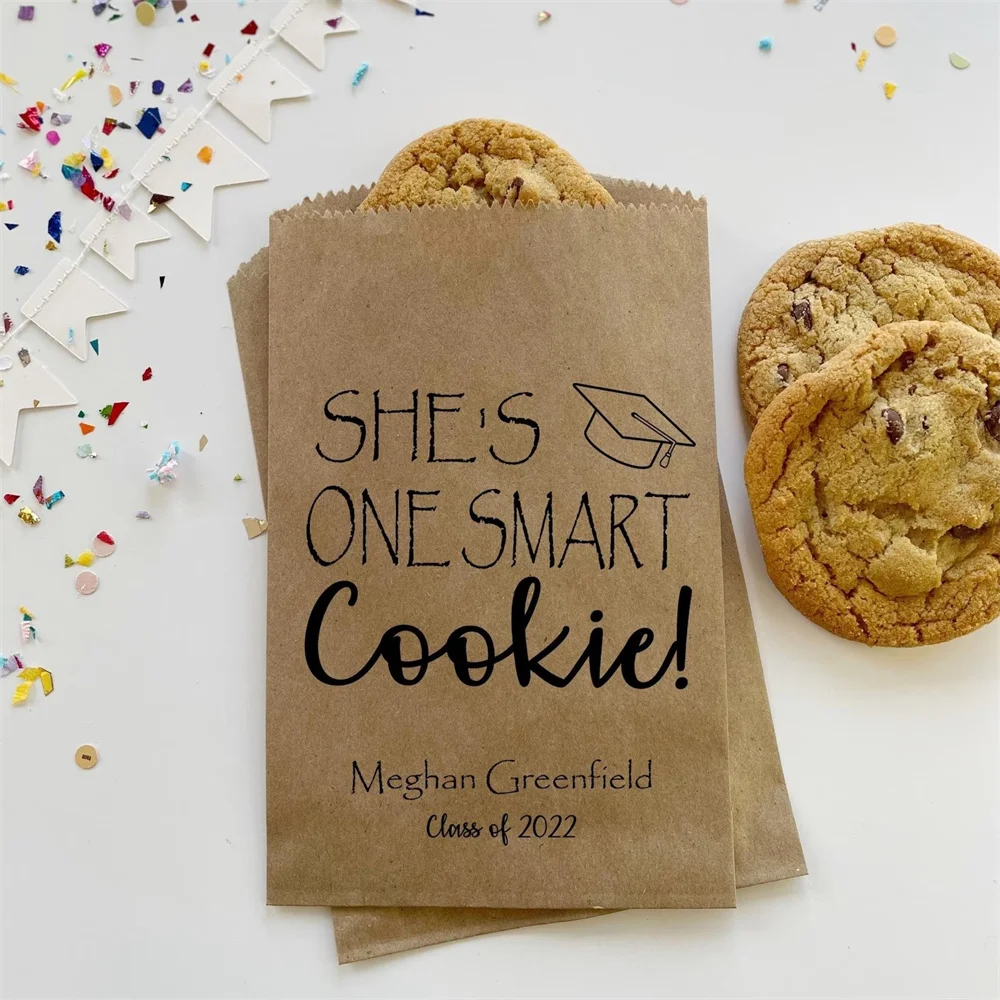 

50 Graduation Favor Bags, Cookie Take Home Bag, Candy Buffet Bag, Graduation Cookie Bag, Favor Bag, One Smart Cookie Favor Bags