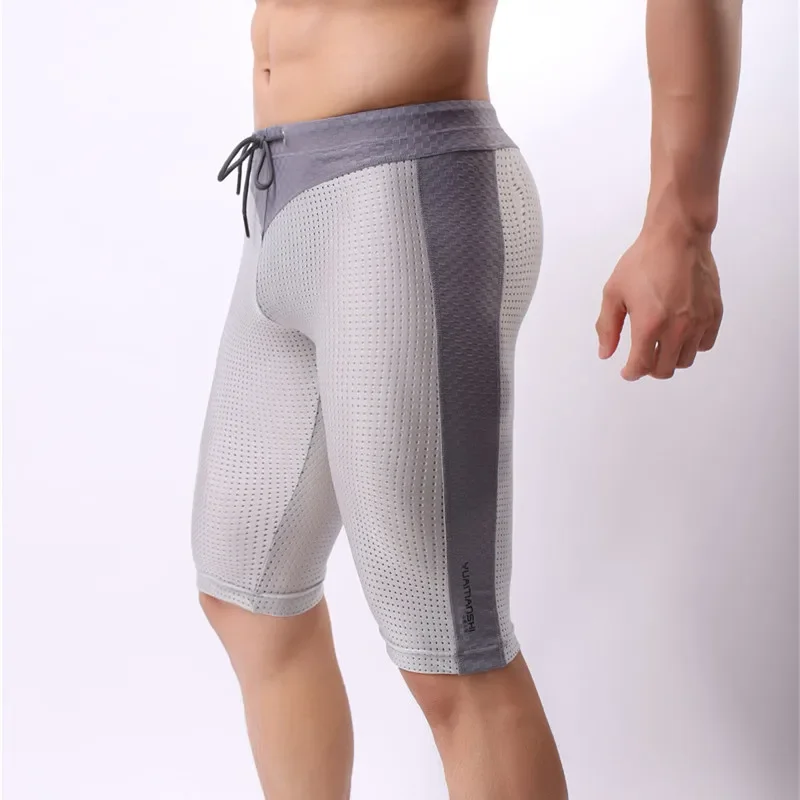Mens Long Boxers Shorts Cool Comfort Breathable Underpants Mesh Boxer Men Underwear U Pouch Sexy Underpants Cuecas Nylon Pants