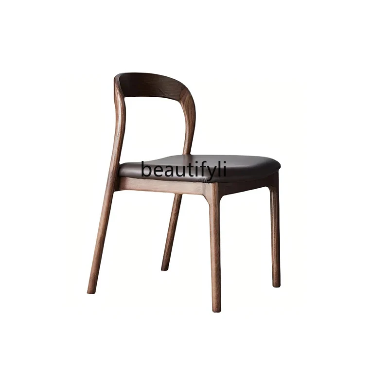 

Nordic Black Walnut Solid Wood Dining round Type Round Household Dining Table Dining Light Luxury