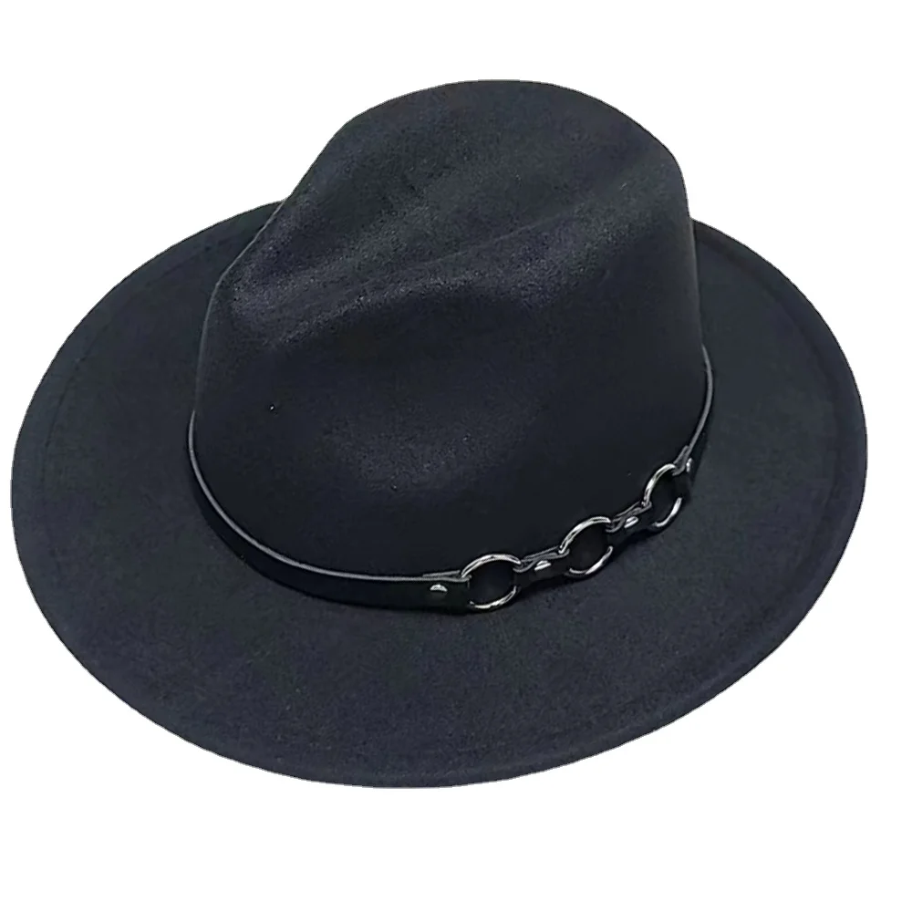 300 pieces Snake Bone Pattern Bottom Black Fedora Hats for Women 10CM Wide Brim Men Dress Felt Cap Panama Party Fascinator Hats 6