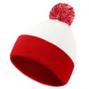 Trapper Hat With Glasses Red White Hat Christmas Cuff Knit Hat With A Yarn Bobble On The Hat Top Winter Face Wool Pullover Hat 3