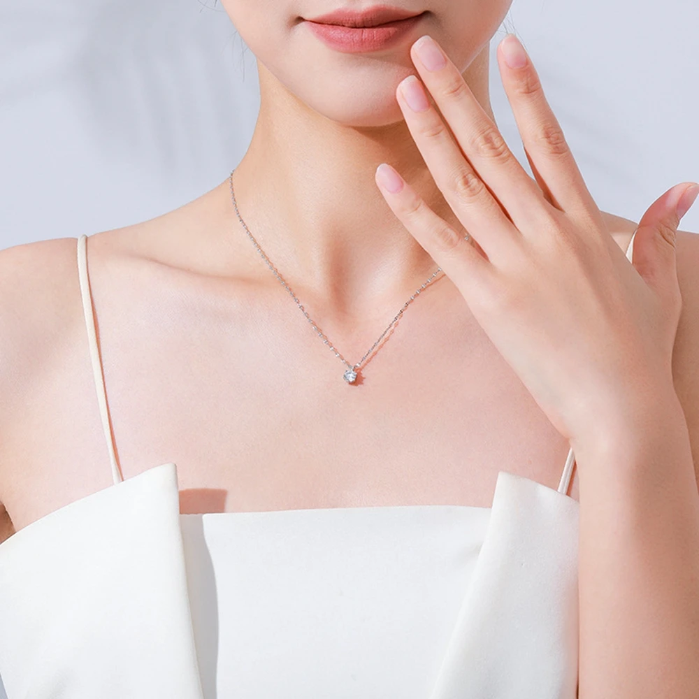 PuBang Fine Jewelry Solid 925 Sterling Silver High Carbon Diamond Classic Pendant Necklace for Women Wedding Gifts Free Shipping