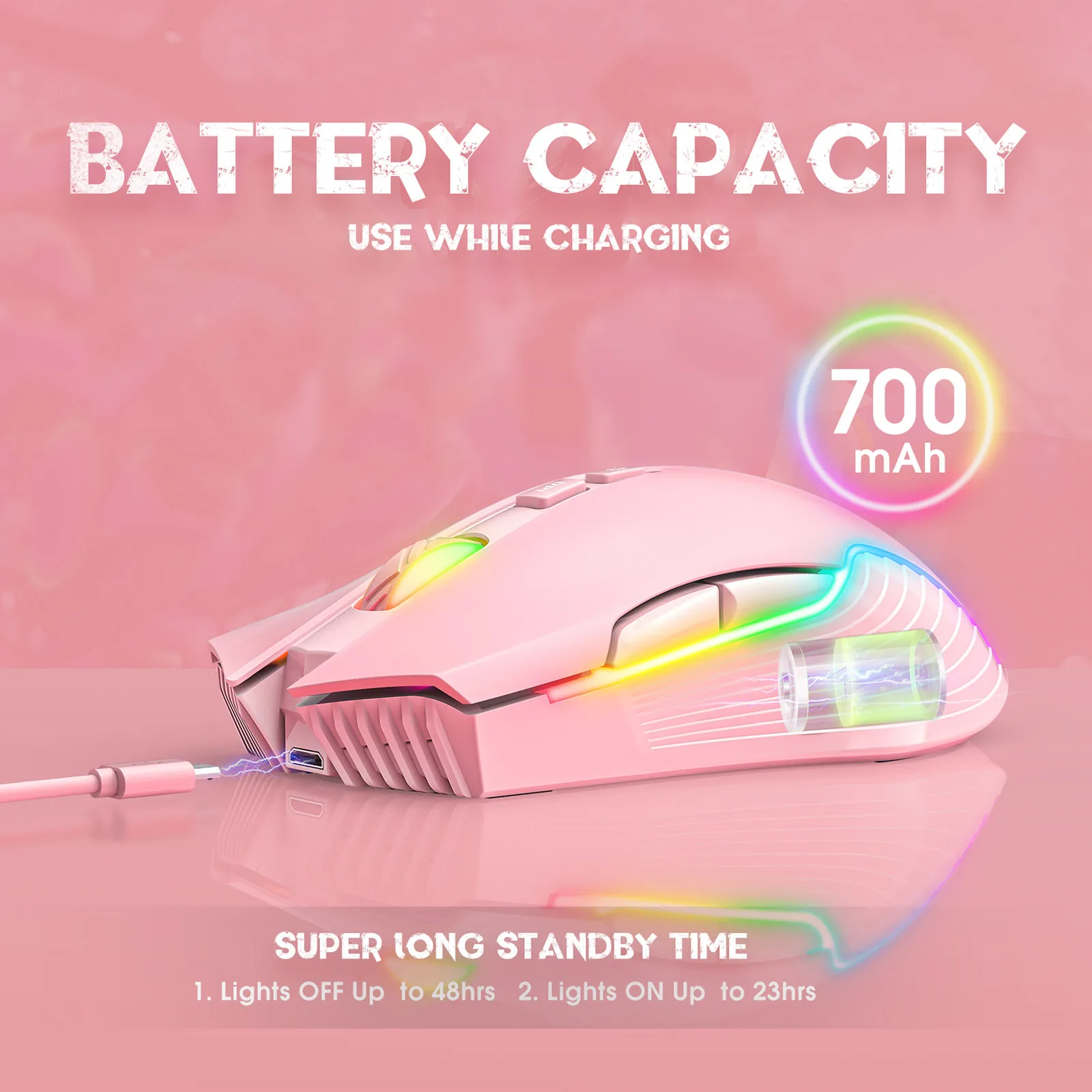 ONIKUMA 2.4G Wireless Gaming Mouse RGB Backlit E-sports Mouse Computer Mice 3600DPI with 7 Programmable Buttons for Laptop PC wireless mouse